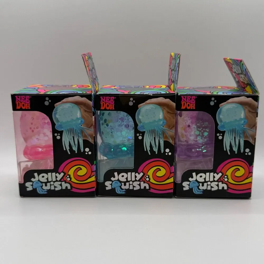 Schylling - NeeDoh Jelly Squish: Solid Squishy Toys (3 Pack) 1 of Each Color